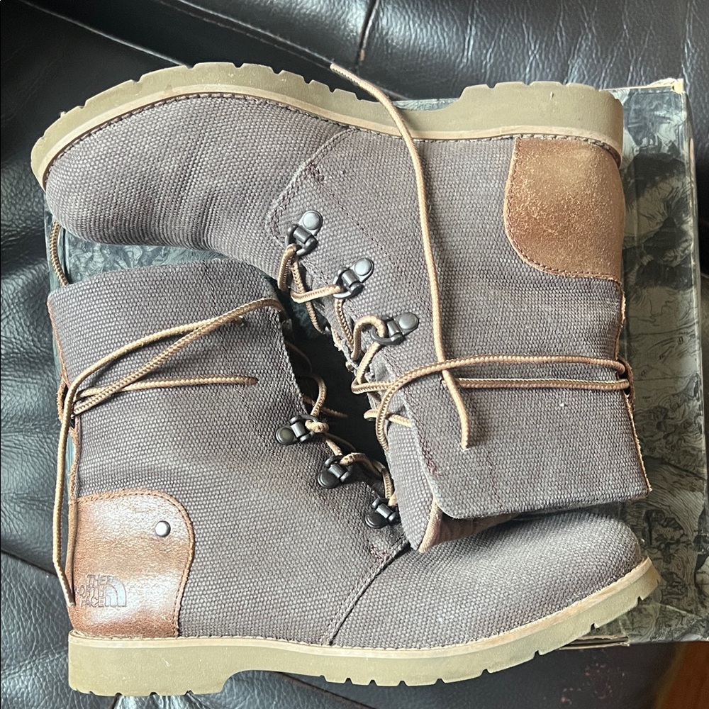 The North Face Women's Charcoal and Leather Combat Boots